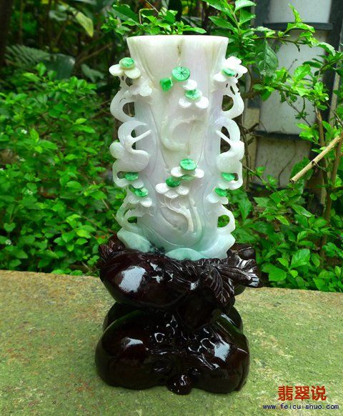 精美三彩 阳绿节节高升 竹节寿鹤摆件.JPG